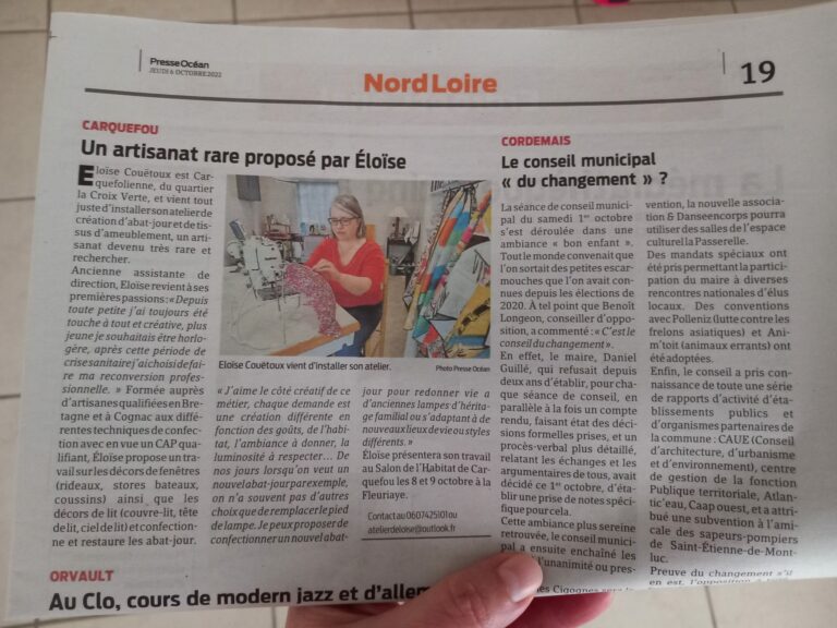 Presse Océan met à l’honneur L’Atelier d’Eloïse